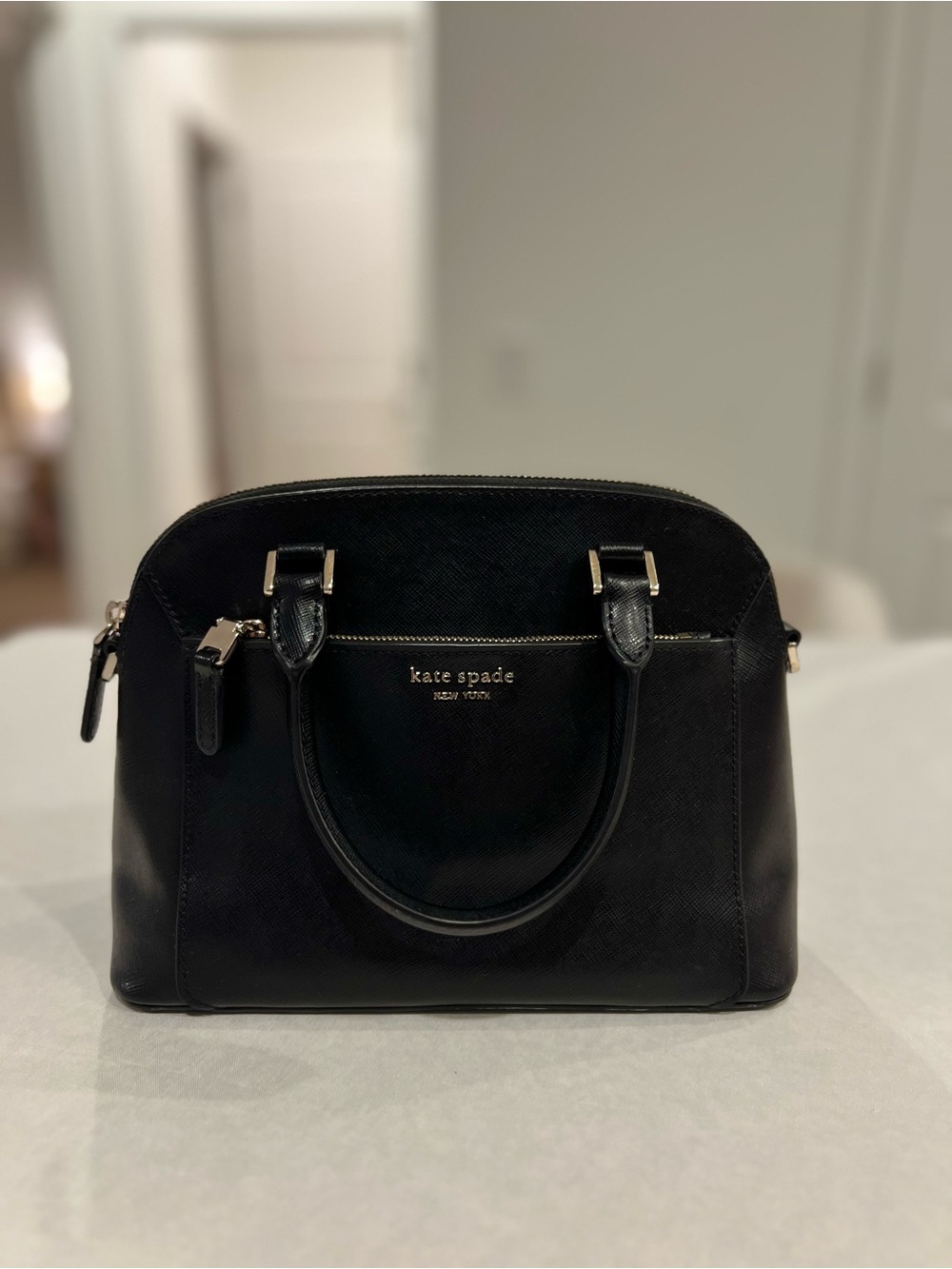 Kate Spade New York Black Leather Satchel Crossbody Bag